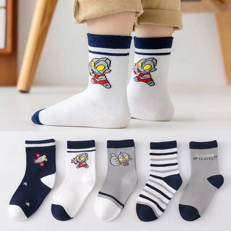 赛罗奥特曼秋冬新款男童袜可爱汽车图案儿童袜子纯棉可爱卡通袜子