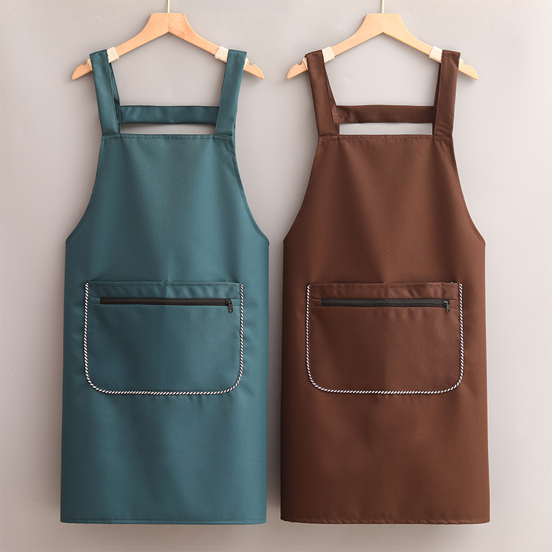 可调节防水防油围裙定制logo印字厨房围腰做饭餐饮专用背带工作服
