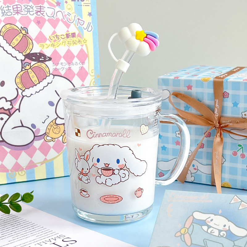 玉桂狗杯子牛奶杯可爱卡通玻璃吸管杯家用生日礼物送朋友创意礼品