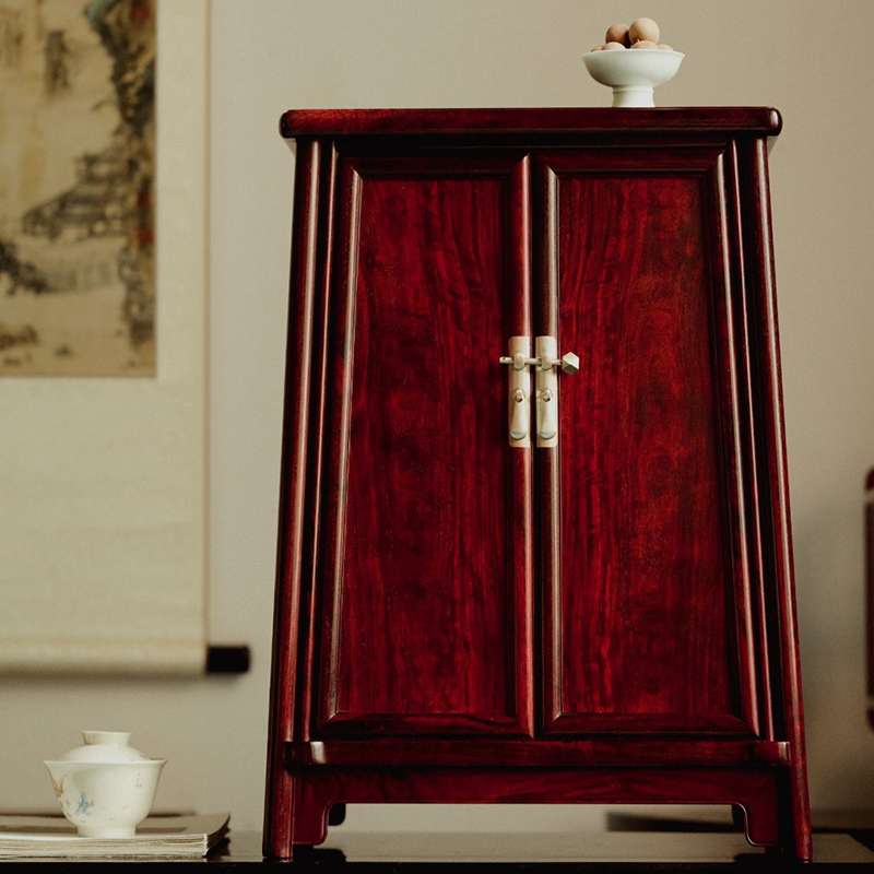 印度小叶紫檀明式圆角柜红木家具中式桌面条柜书房储物柜收纳柜
