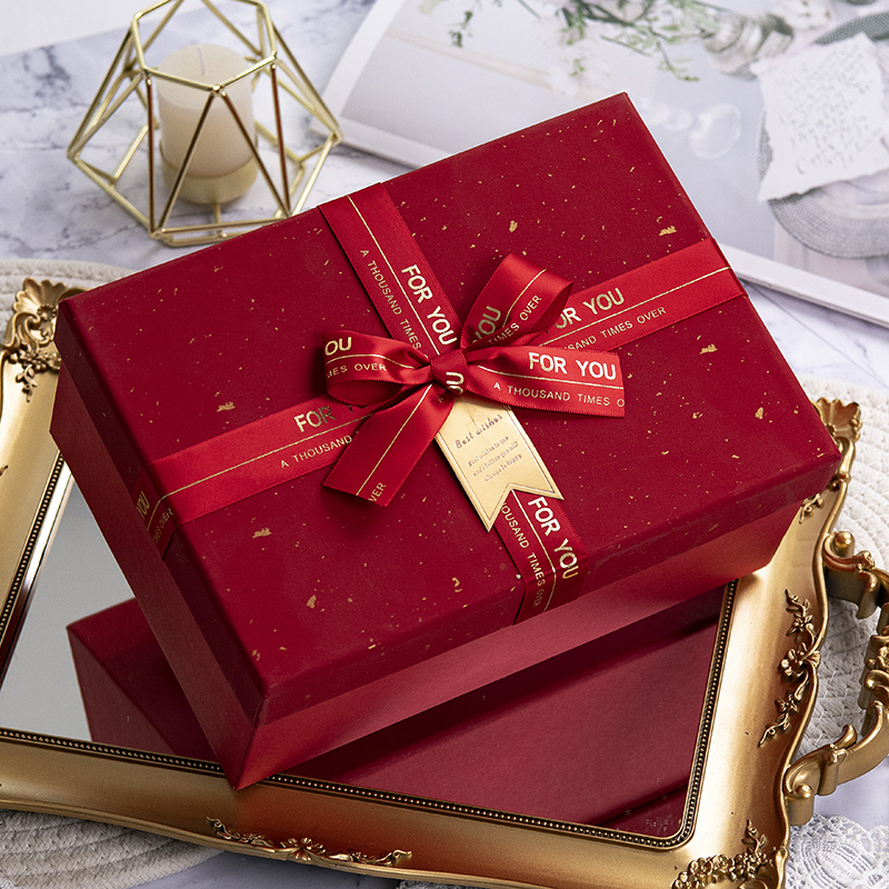 化妆品礼物盒子红色包装盒护肤品高级感礼盒空盒结婚定制礼品盒子