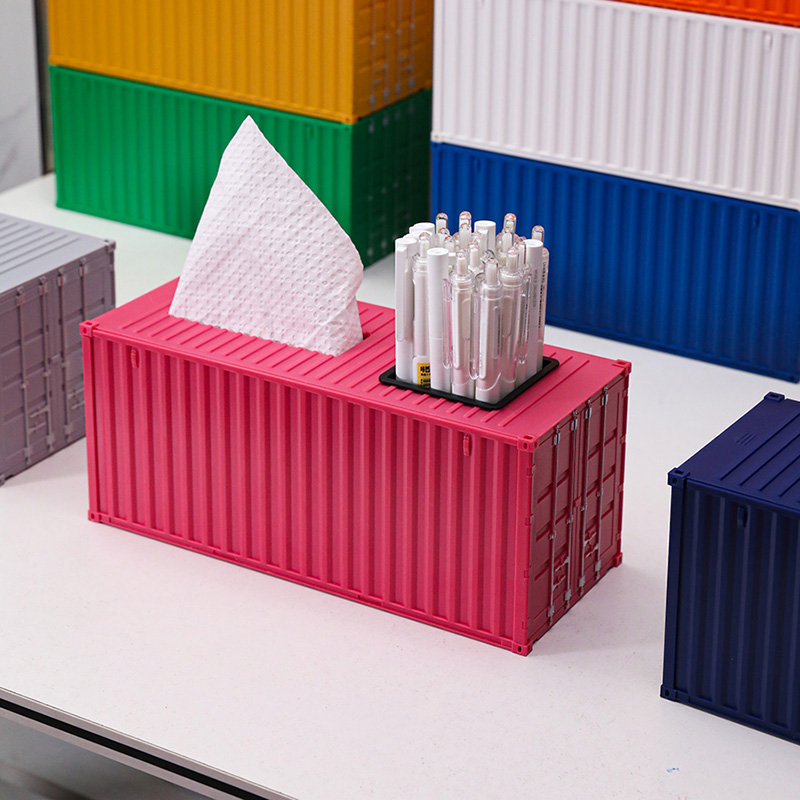 1:24集装箱模型摆件仿真塑料笔筒名片盒纸巾盒礼品可定制加印图案