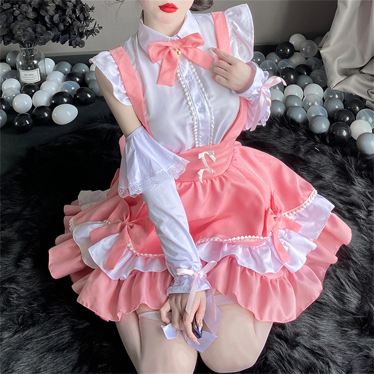 cutie：Lolita连衣裙洛丽塔裙子二次元cos可爱女佣软妹猫咪白丝女