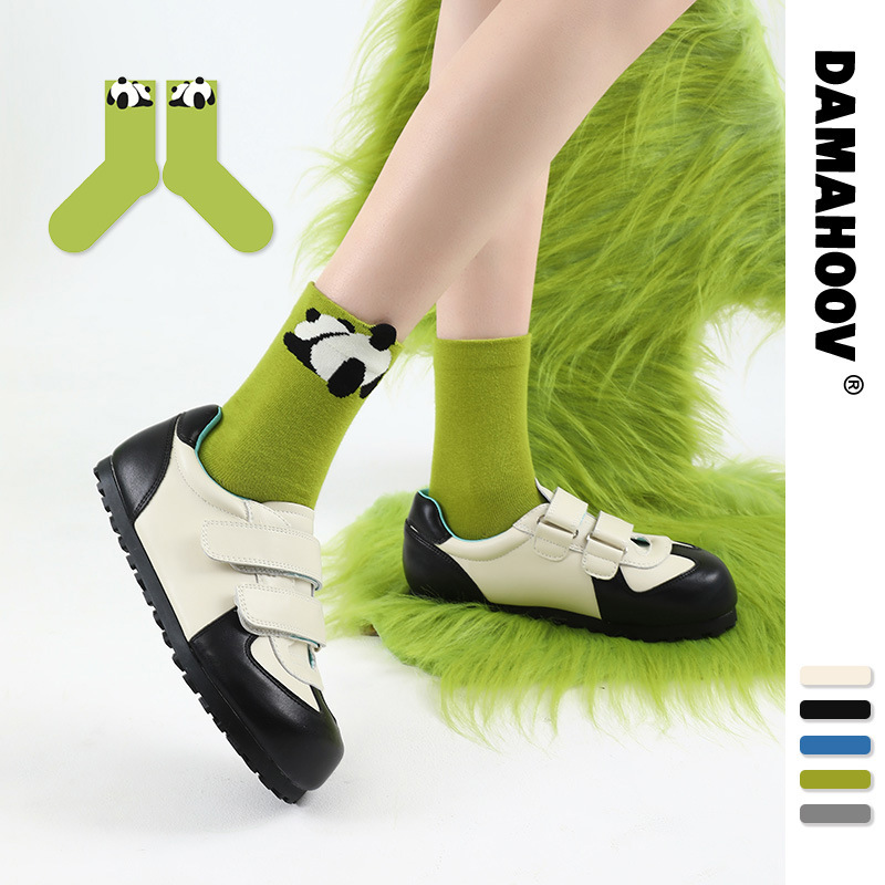 DAMAHOOV原创个性可爱卡通异形袜子女动漫搞怪小熊猫插画纯棉短袜
