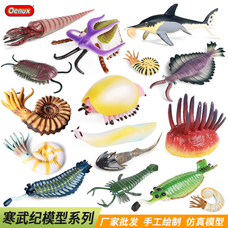 仿真远古动物玩具史前海洋三叶虫奇虾菊石寒武纪鹦鹉螺板足鲎模型