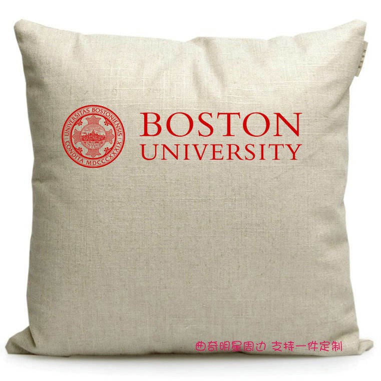 波士顿大学纪念品美国名校周边校徽标志布艺礼品加厚靠垫抱枕