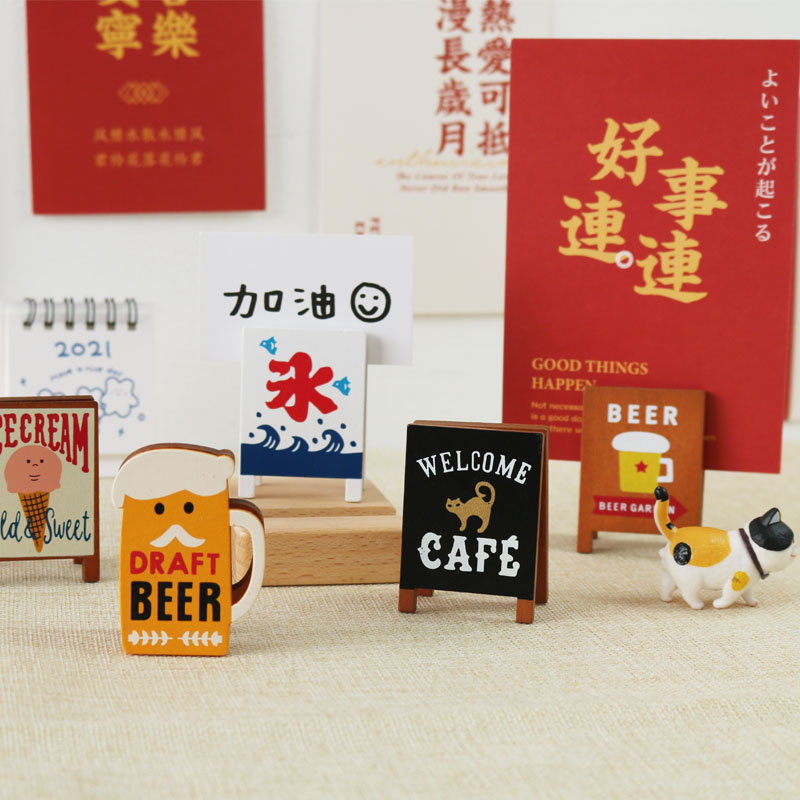 创意日式海报便签卡片名片夹子立式照片夹留言装饰桌面拍照小摆件