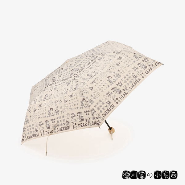 日本代购 Snoopy 史努比 漫画碎花 可爱 轻便 折叠 白色 雨伞雨具