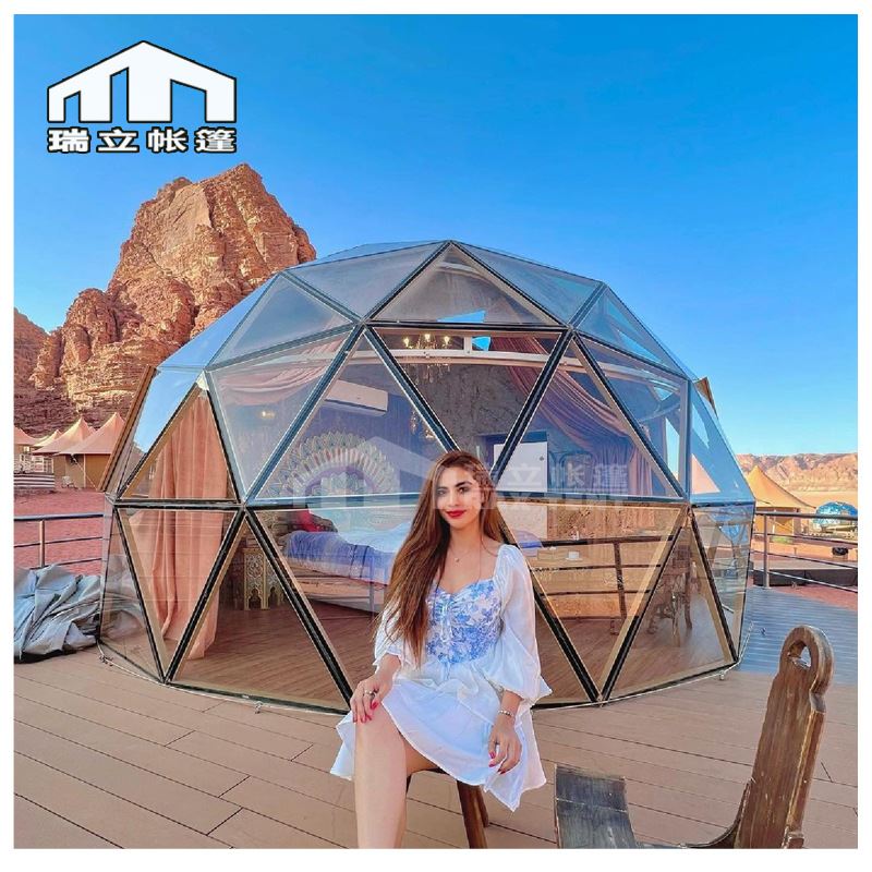 内部豪华球形帐篷酒店沙漠营地高端酒店帐篷铝合金框架玻璃星空房