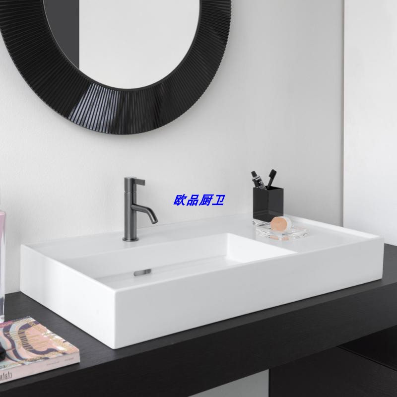 瑞士劳芬Laufen浴室面盆挂壁式一体哑光白黑色810338 810339 90cm