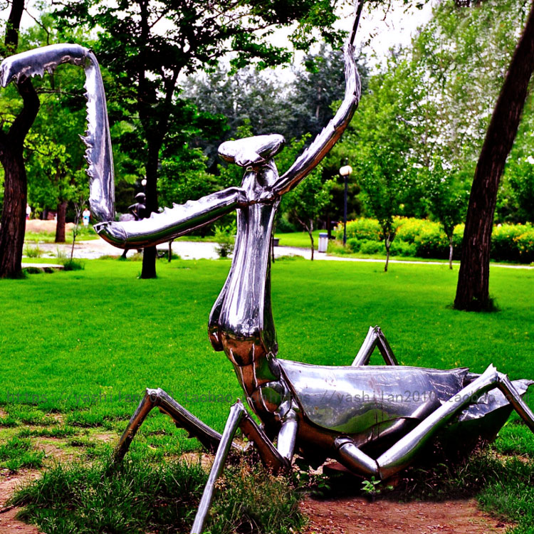园林景观花园绿草地大中小型金属不锈钢昆虫蜜蜂雕塑厂家定制订做
