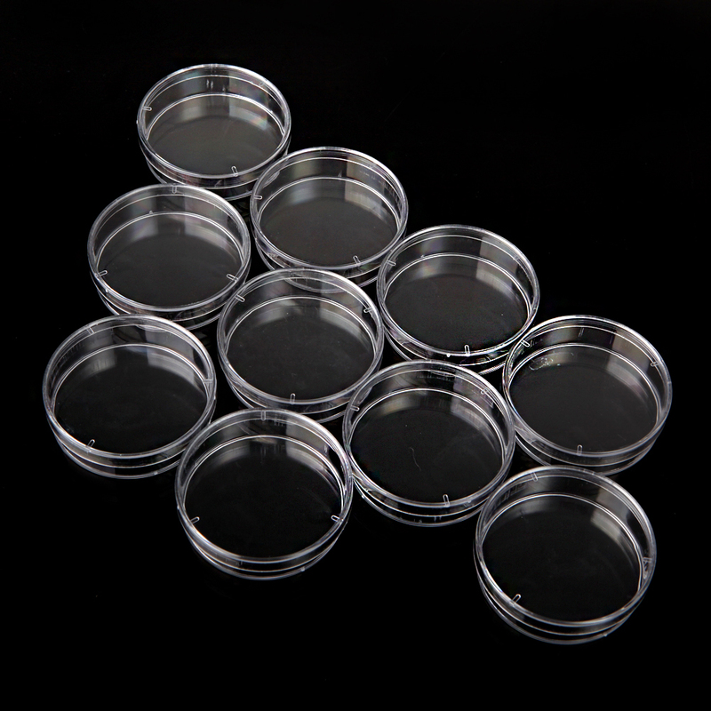 10Pcs Sterile Plastic Petri Dishes Lab Cell Tissue Culture D