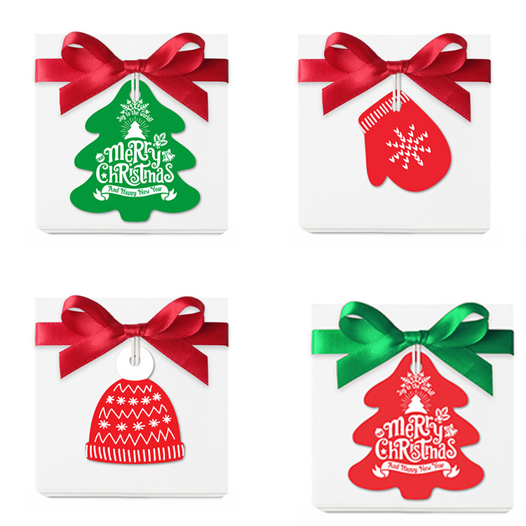 80枚 圣诞礼品包装用吊牌圣诞树手套帽子造型装饰吊卡diy礼物配件