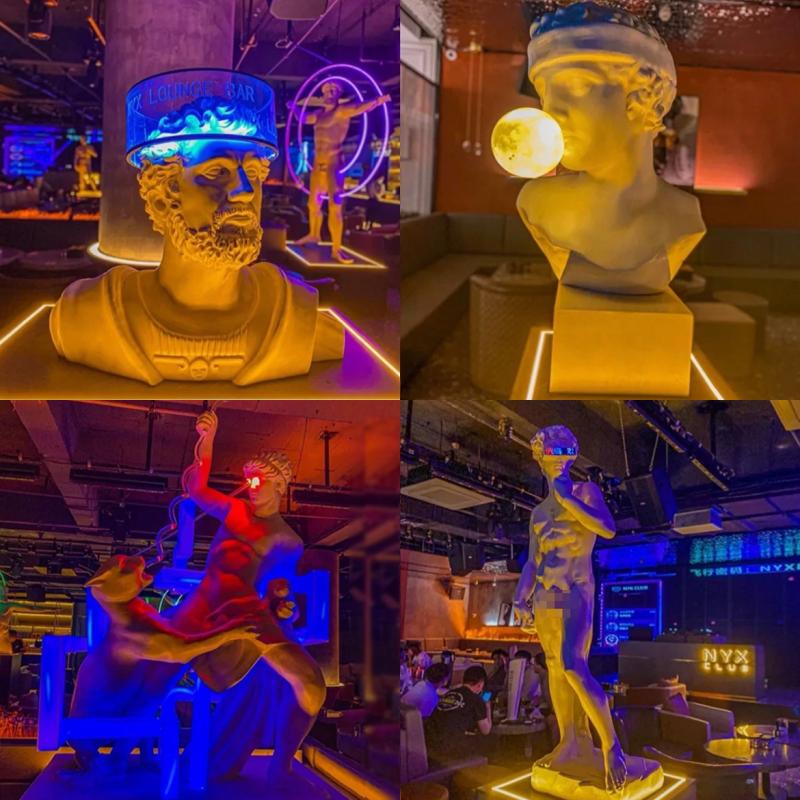 网红酒吧KTV艺术装置雕塑赛博朋克工业风大型落地发光灯软装摆件