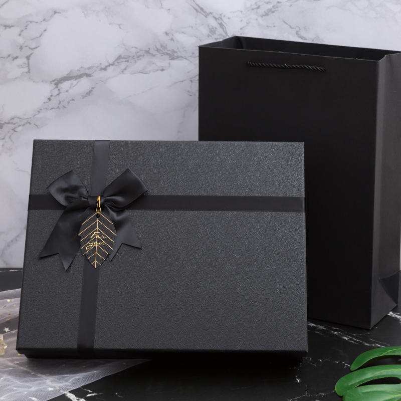 黑色礼物盒空盒创意礼品盒子生日包装盒高档礼盒衬衫衣服定制logo