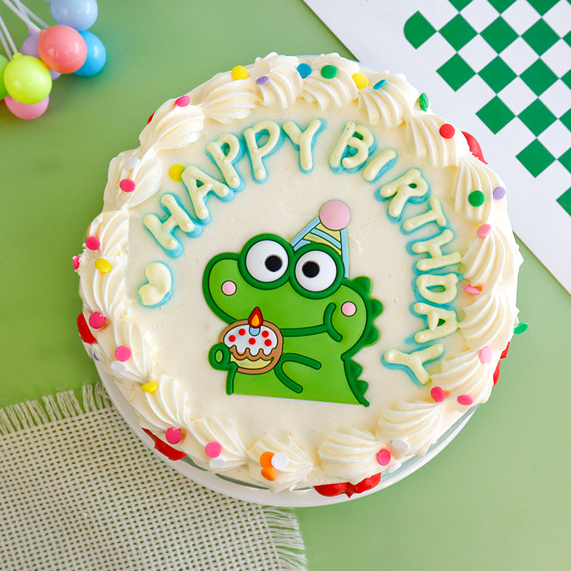 小恐龙儿童蛋糕装饰摆件卡通软胶小朋友生日烘焙彩色切片糖装扮