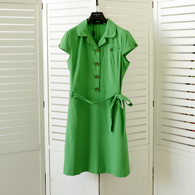 欧货绿色复古连衣裙！葡萄牙品牌petermurray夏季收腰进口vitage