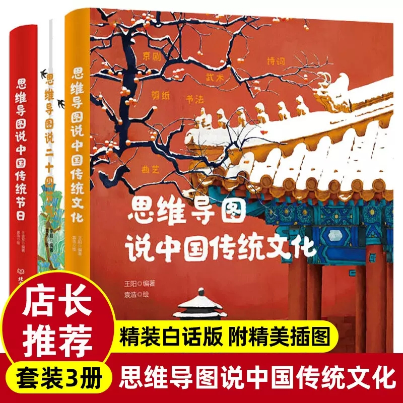 思维导图说中国文化全3册 这就是二十四节气传统文化节日 二三四年级小学生儿童课外阅读图画书绘本籍 中华古代神话民间寓言故事