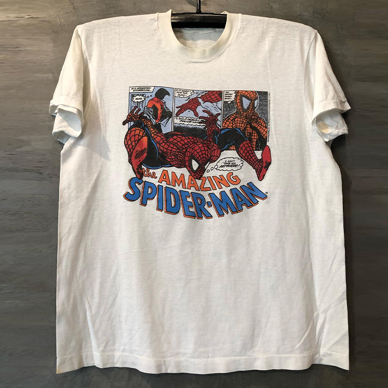 Spider-Man卡通动漫联名飞人蜘蛛侠美式街头潮流男女嘻哈短袖T恤
