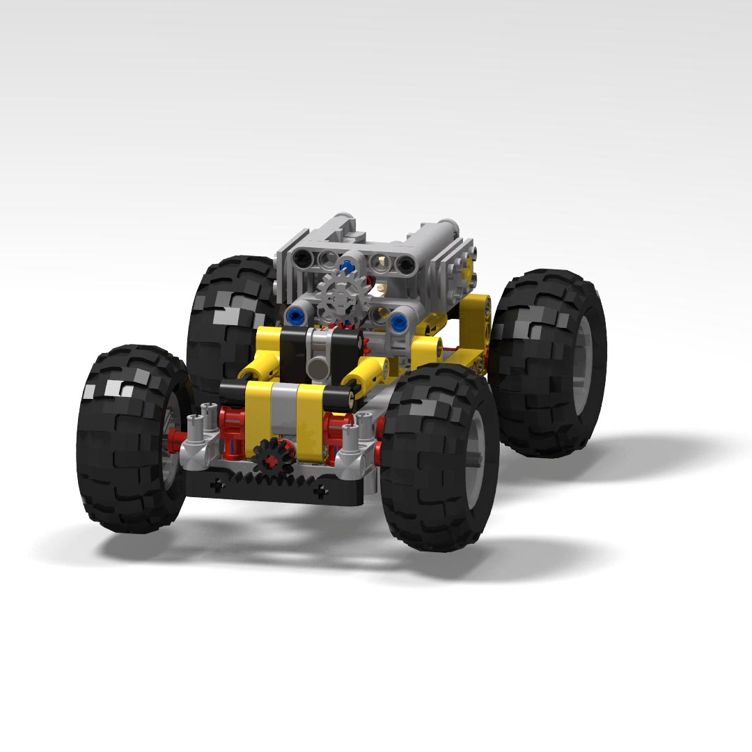 国产积木MOC汽车小型越野车底盘拼装玩具拼插益智创意科教模型