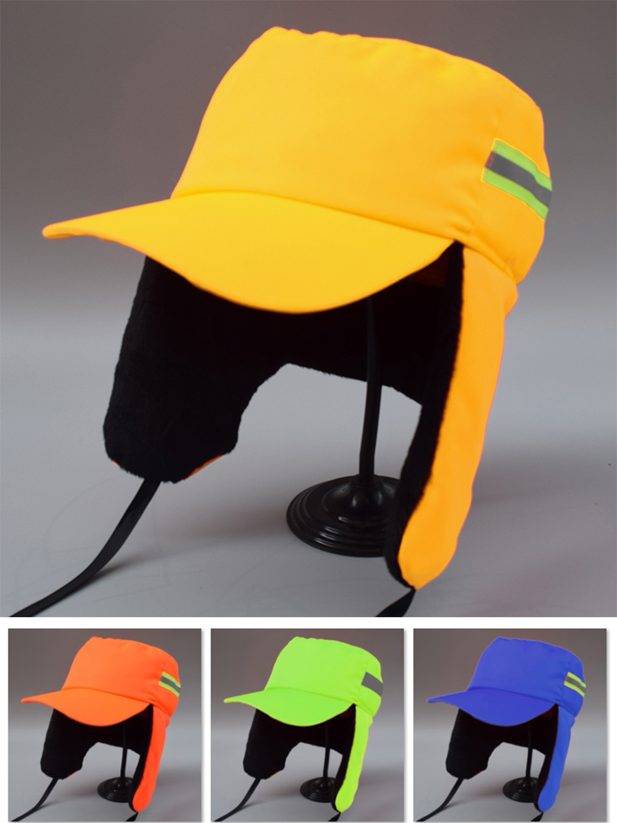 环卫工人帽子冬天加绒加厚保暖反光工作帽物业保洁清洁工冬季棉帽