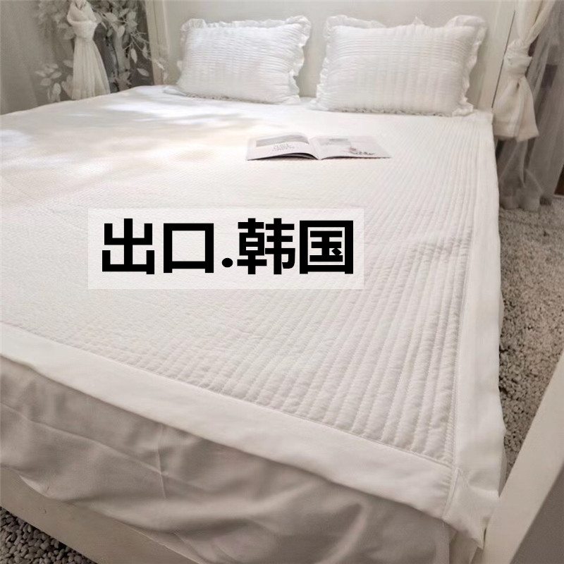 ins风韩国白色夹棉床盖单件水洗棉绗缝1.5米1.8m床单床笠款床垫