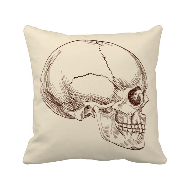 人类头骨侧面素描方形抱枕靠枕沙发靠垫双面含芯礼物