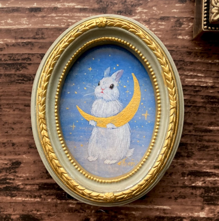 一只胖胖的兔子系列墙面装饰画 壁挂画床头桌面客厅书房装饰画摆