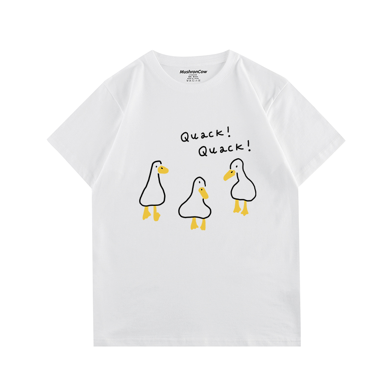 MushronCow三只小鸭 原创插画印花短袖T恤纯棉情侣百搭圆领上衣