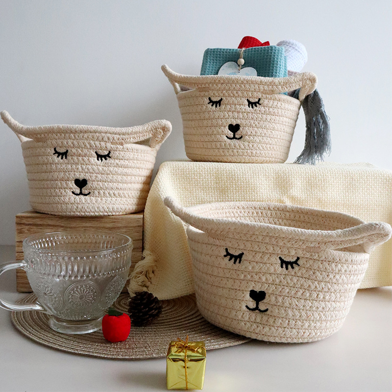 Cute animal Storage basket for table cotton rope桌面收纳筐