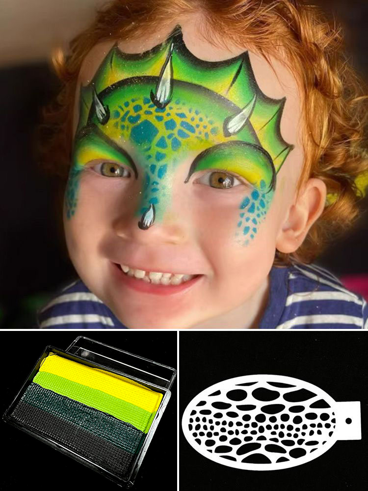 儿童面部彩绘舞台恐龙妆创意卡通动物模板水溶性脸彩人体彩绘颜料