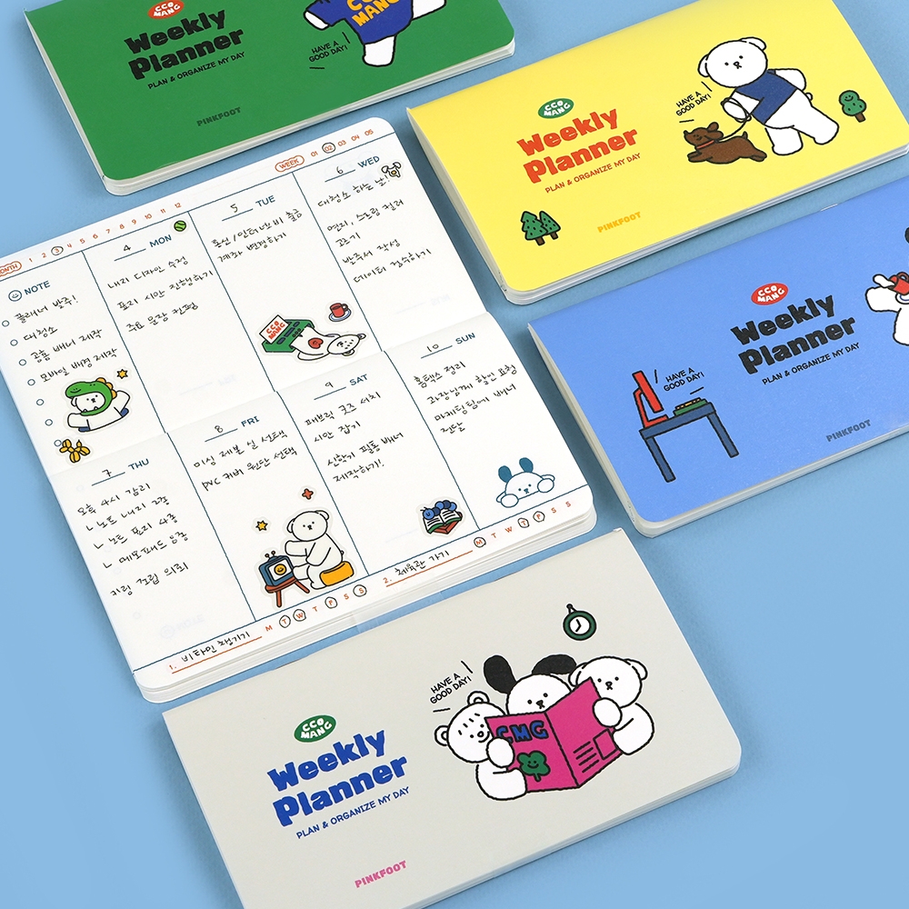 韩国Pinkfoot可爱便携记事手账卡通超薄日程本万年型周计划笔记本