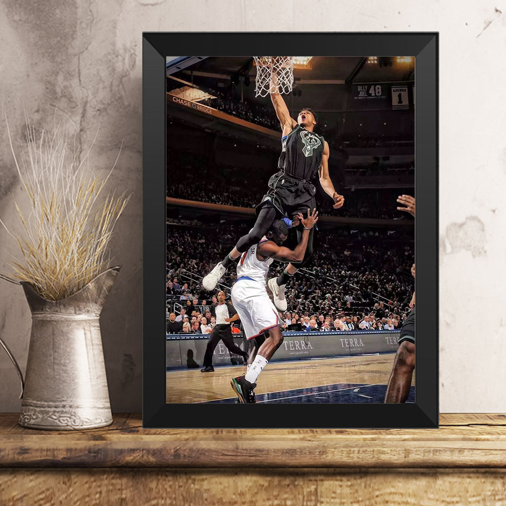 雄鹿队阿德托昆博字母哥实木相框画框装饰画NBA球星超大宿舍海报