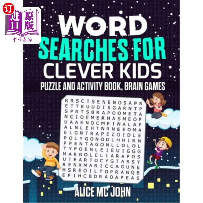 海外直订Word Search for Clever Kids: Puzzle and Activity Book, Brain Games 聪明孩子的单词搜索：益智和活动书，脑力游