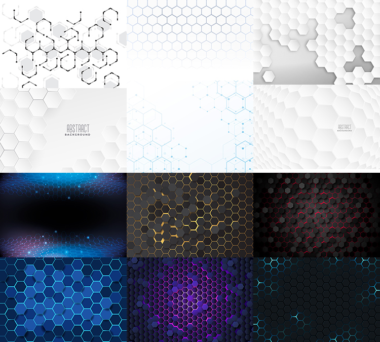 蜂巢图形背景 六边形蜂窝形状科技海报背景 AI格式矢量设计素材