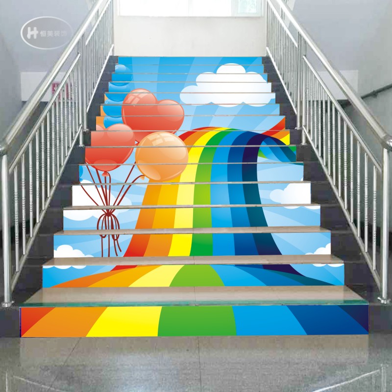 创意幼儿园楼梯台阶踏步脚梯地贴纸阶梯广告防潮耐磨3D立体画标识