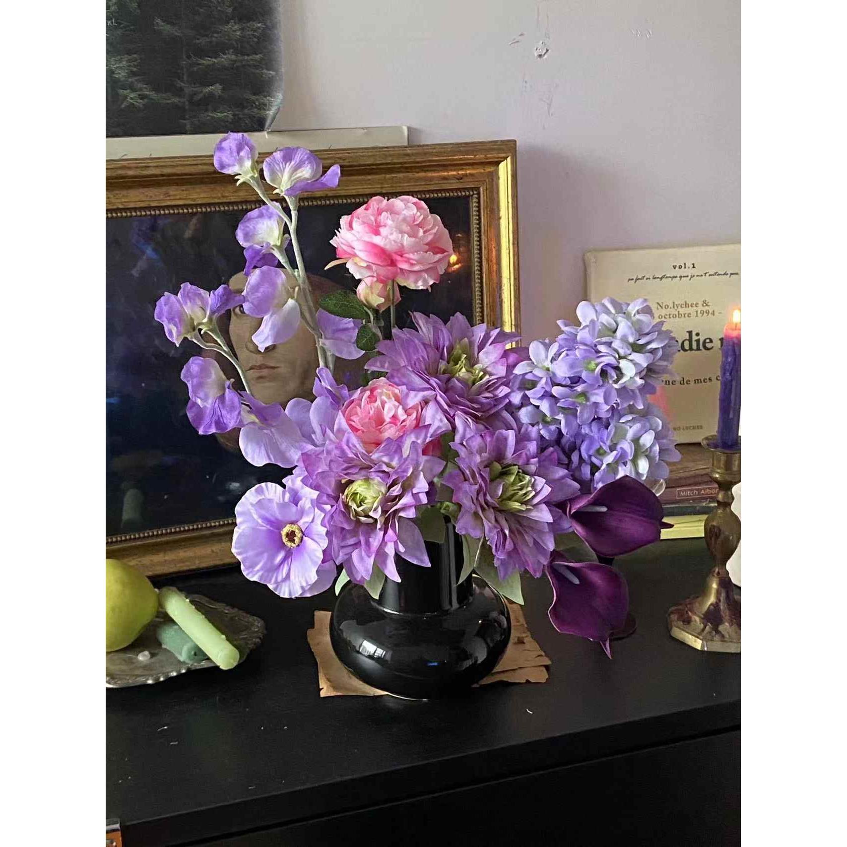搭配好高品质紫色仿真花成品大丽花摆放装饰拍照氛围感mimiflower