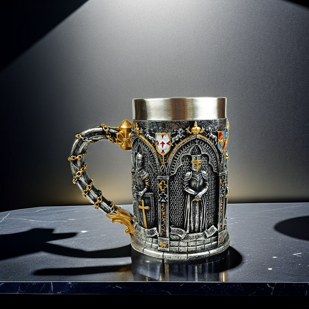 中世纪欧洲骑士啤酒马克杯个性3D立体士兵水杯圣诞节礼物大容量杯