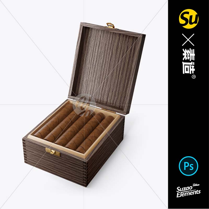 雪茄品牌盒子样机品牌设计标签贴图展示素材ps文件可编辑设计样机