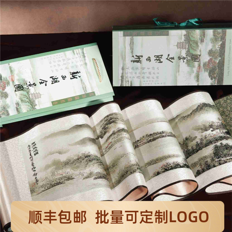 西湖全景图丝绸织锦画杭州旅游纪念礼品特产中国特色送老外礼物