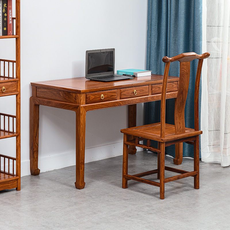 刺猬紫檀书桌家用新中式实木办公桌花梨木学习桌红木电脑桌写字台