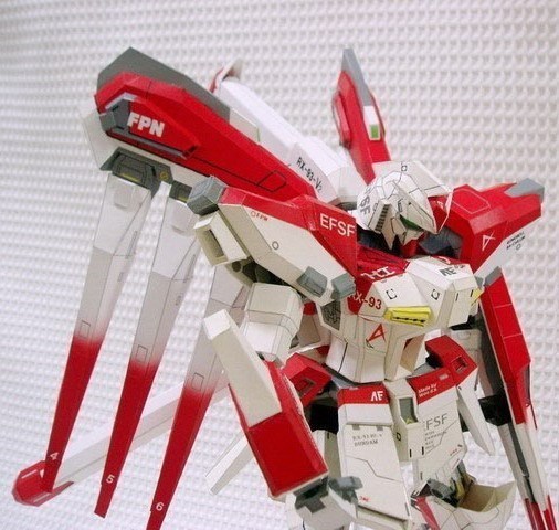 海牛RX-93-2高达GUNDAM红色版 3D立体手工劳动纸模型DIY非成品