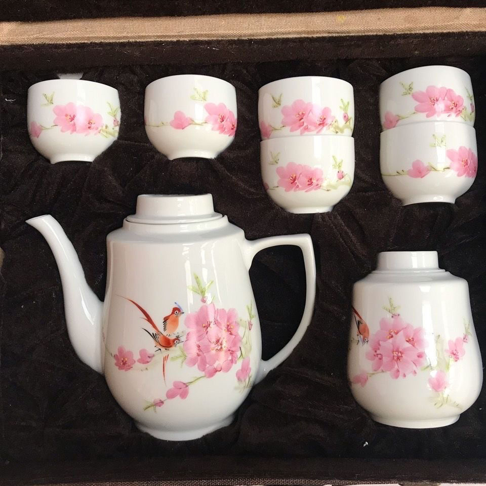 7501瓷套装茶具陶瓷手绘水点桃花景德镇中式茶具茶杯壶官窑茶具