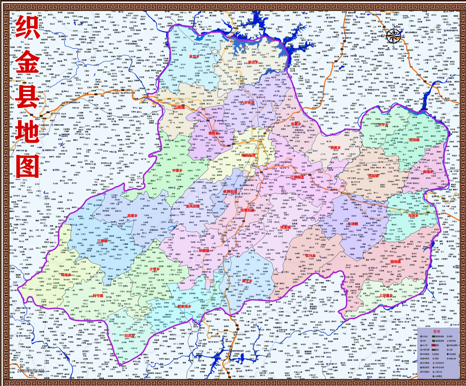 2020年贵州毕节市织金县百度版行政交通旅游乡镇地图100x120cm
