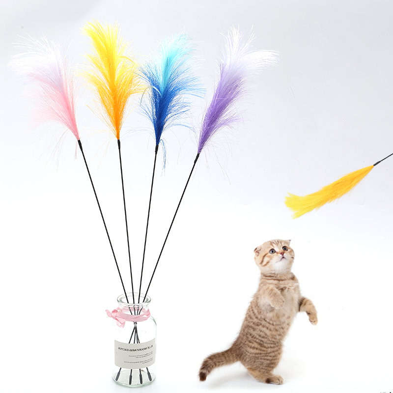 猫玩具芦苇羽毛逗猫棒可弯曲互动玩乐自嗨解闷宠物用品