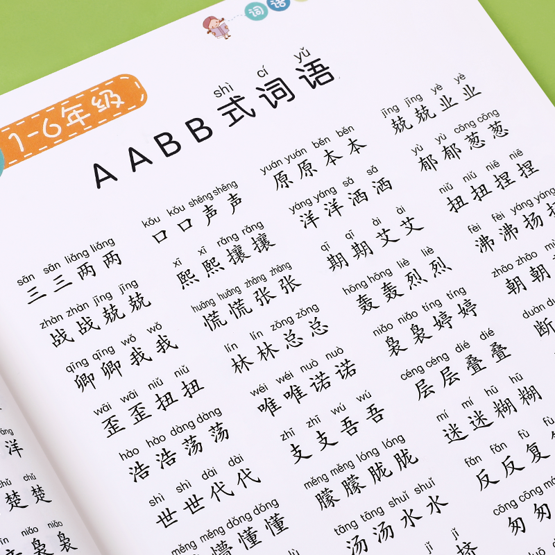 小学生重叠词词语大全专项训练aabb abab一二年级带拼音成语练习