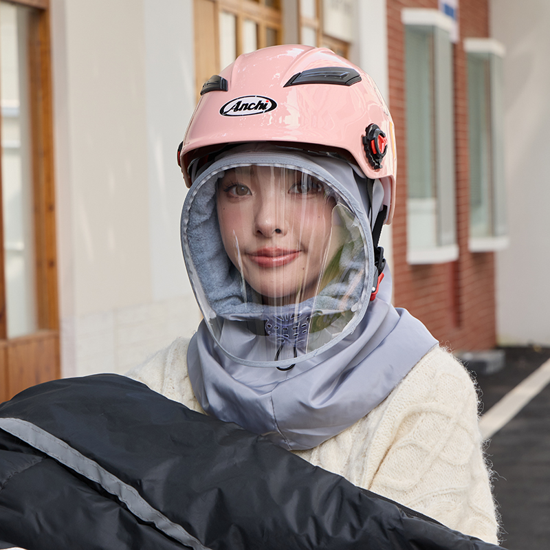 防风面罩帽子女秋冬季骑电动车可配戴头盔防寒保暖护耳套头帽薄款