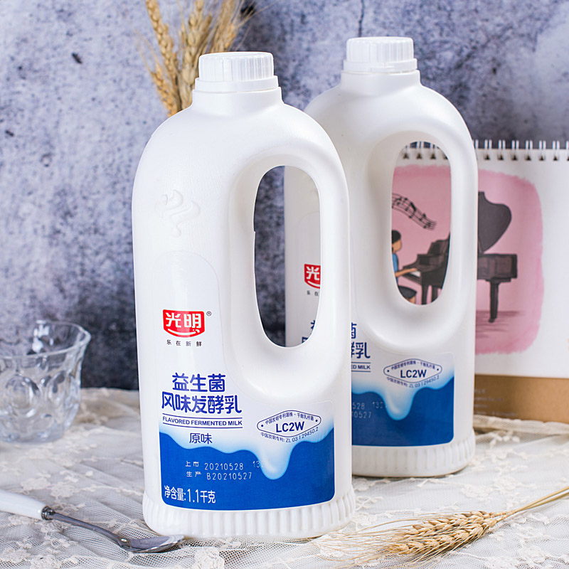 光明原味酸奶原味1.1kgx2/1桶酸牛奶畅优益生菌可选大桶家庭装