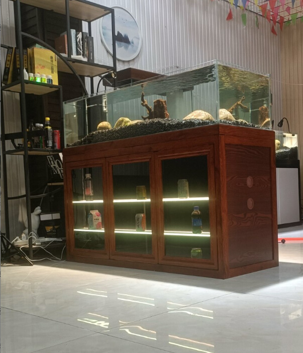 水草缸水族箱底滤客厅造景屏风超白玻璃溪流缸底滤生态鱼缸不带灯