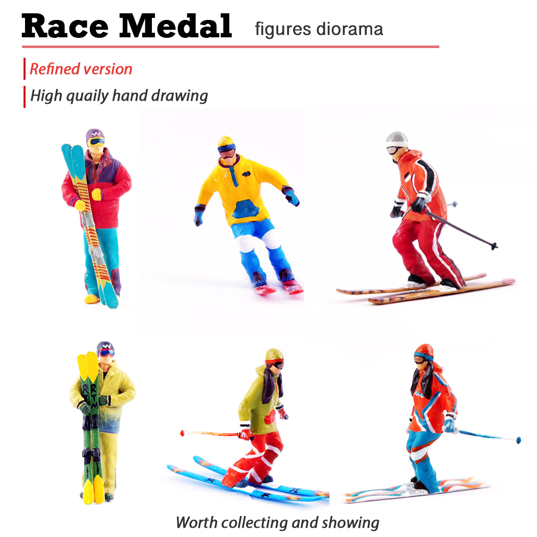 RM模型 滑雪运动双板 1/64微缩模型人物比例仿真小人沙盘场景定制